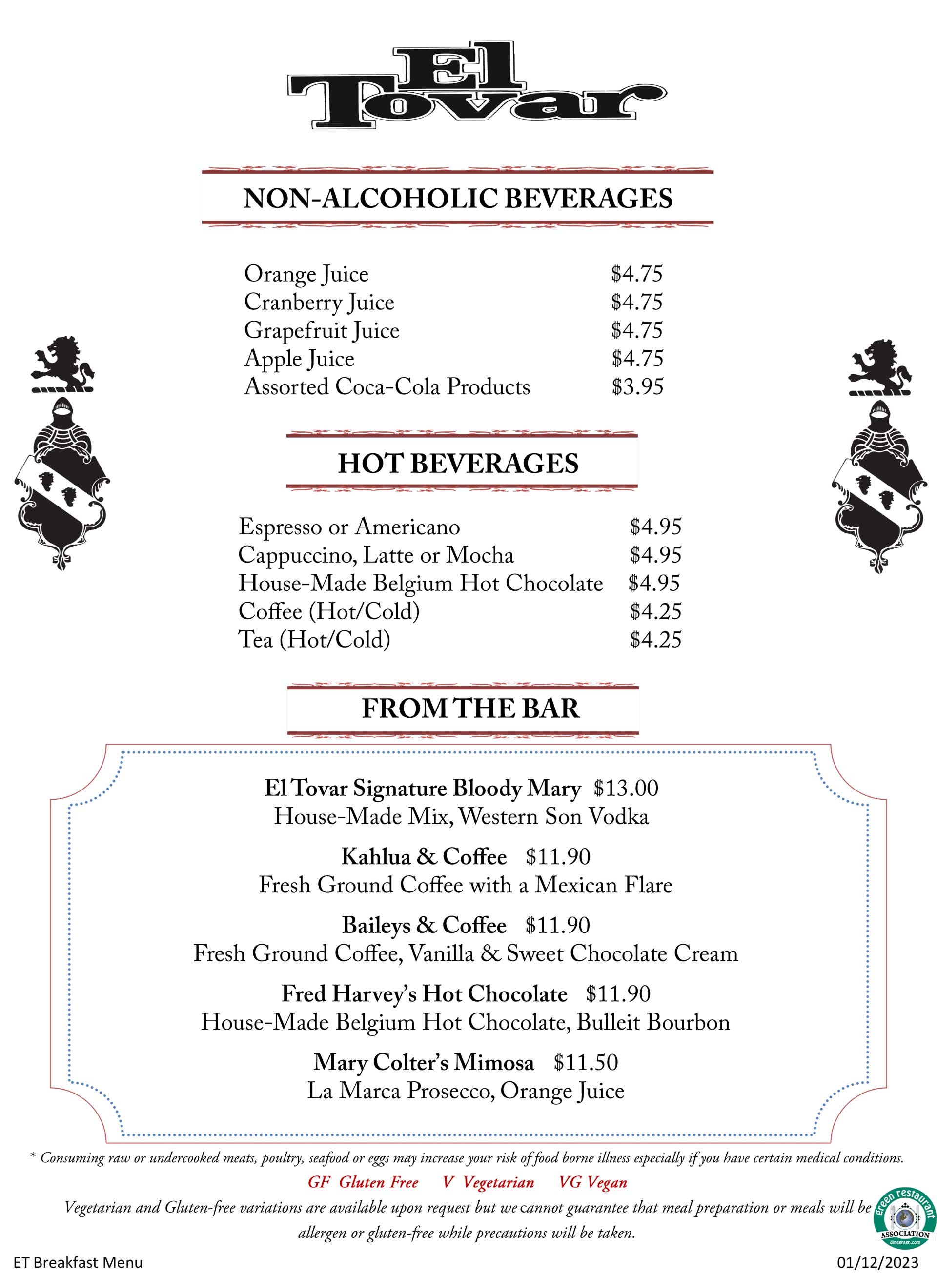 menu