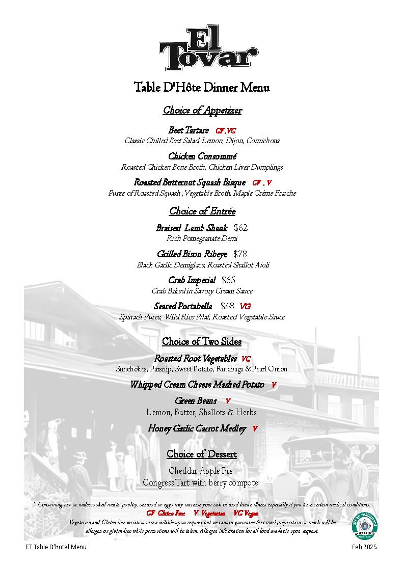 El Tovar Dining Room Menus