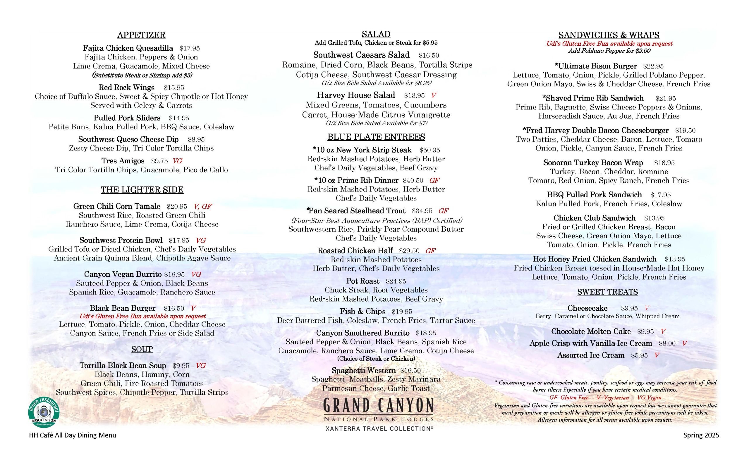 Harvey House Café All Day Menu