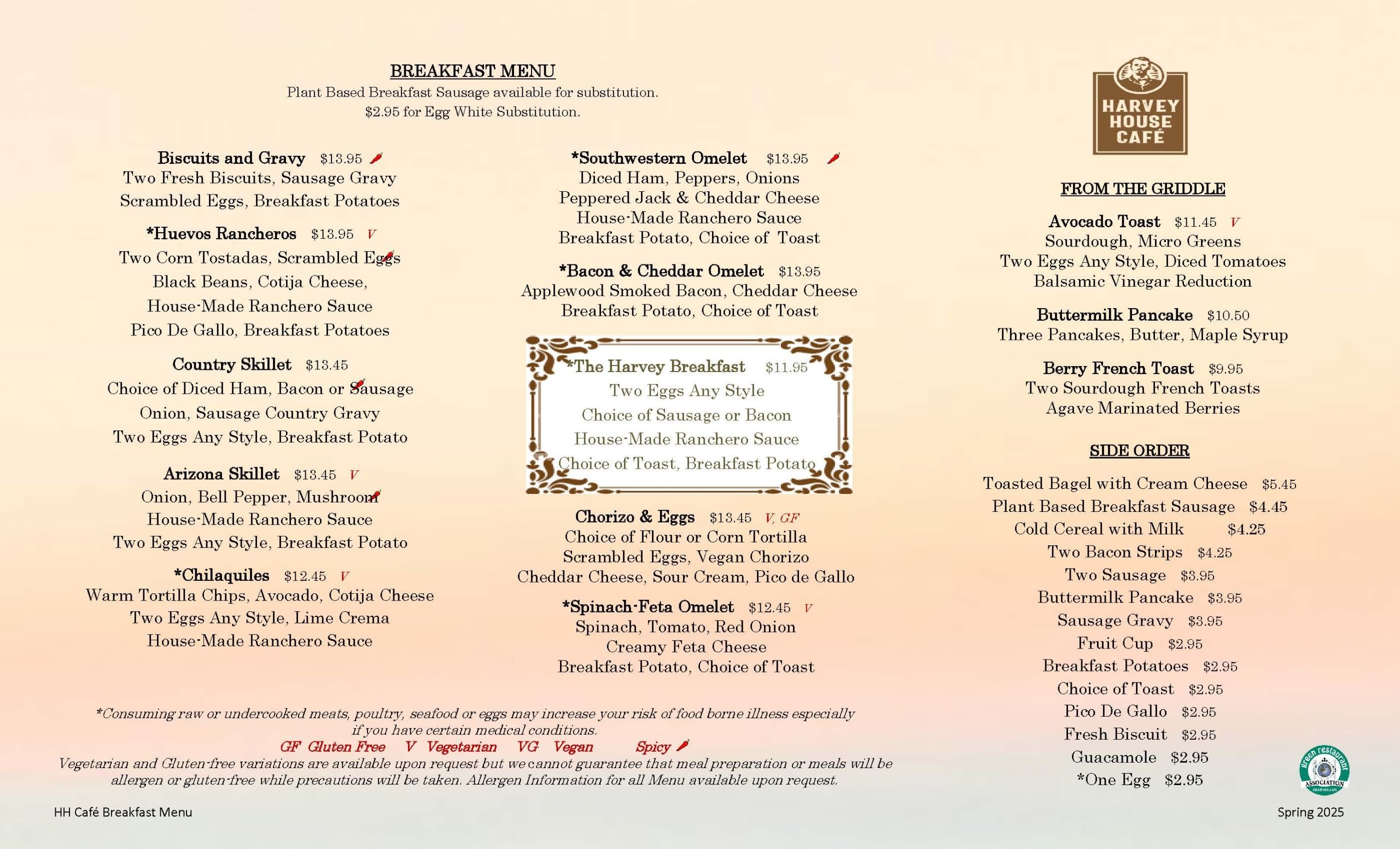 Harvey House Café Breakfast