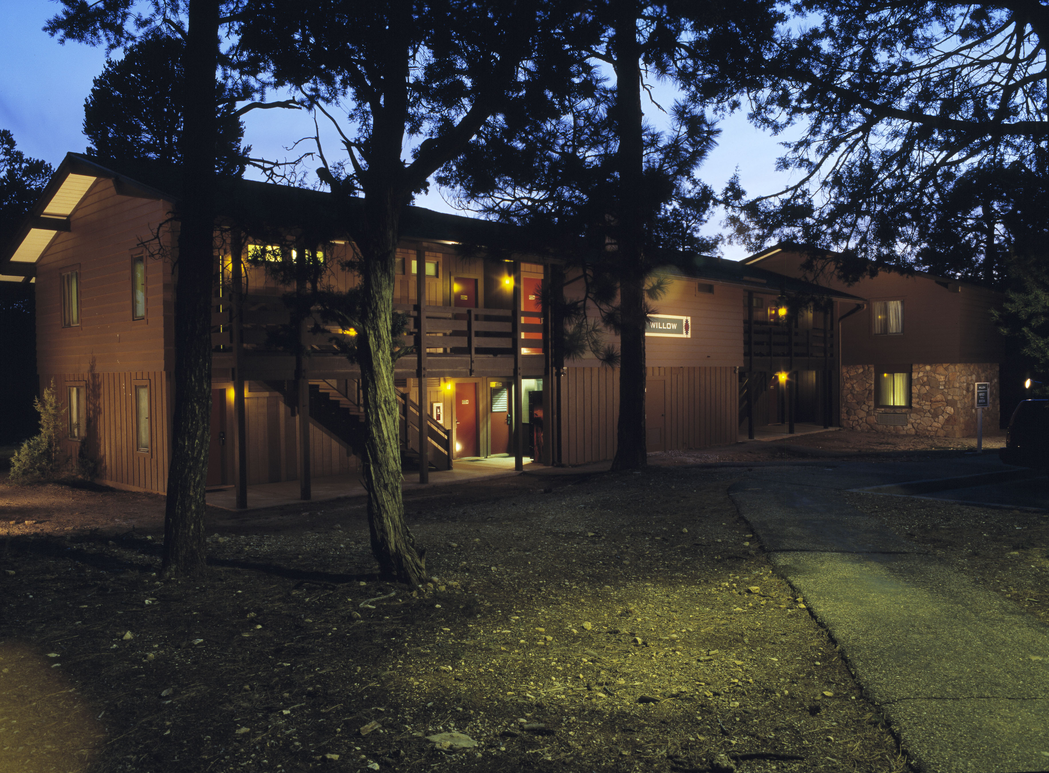 Maswik Lodge Exterior at dusk