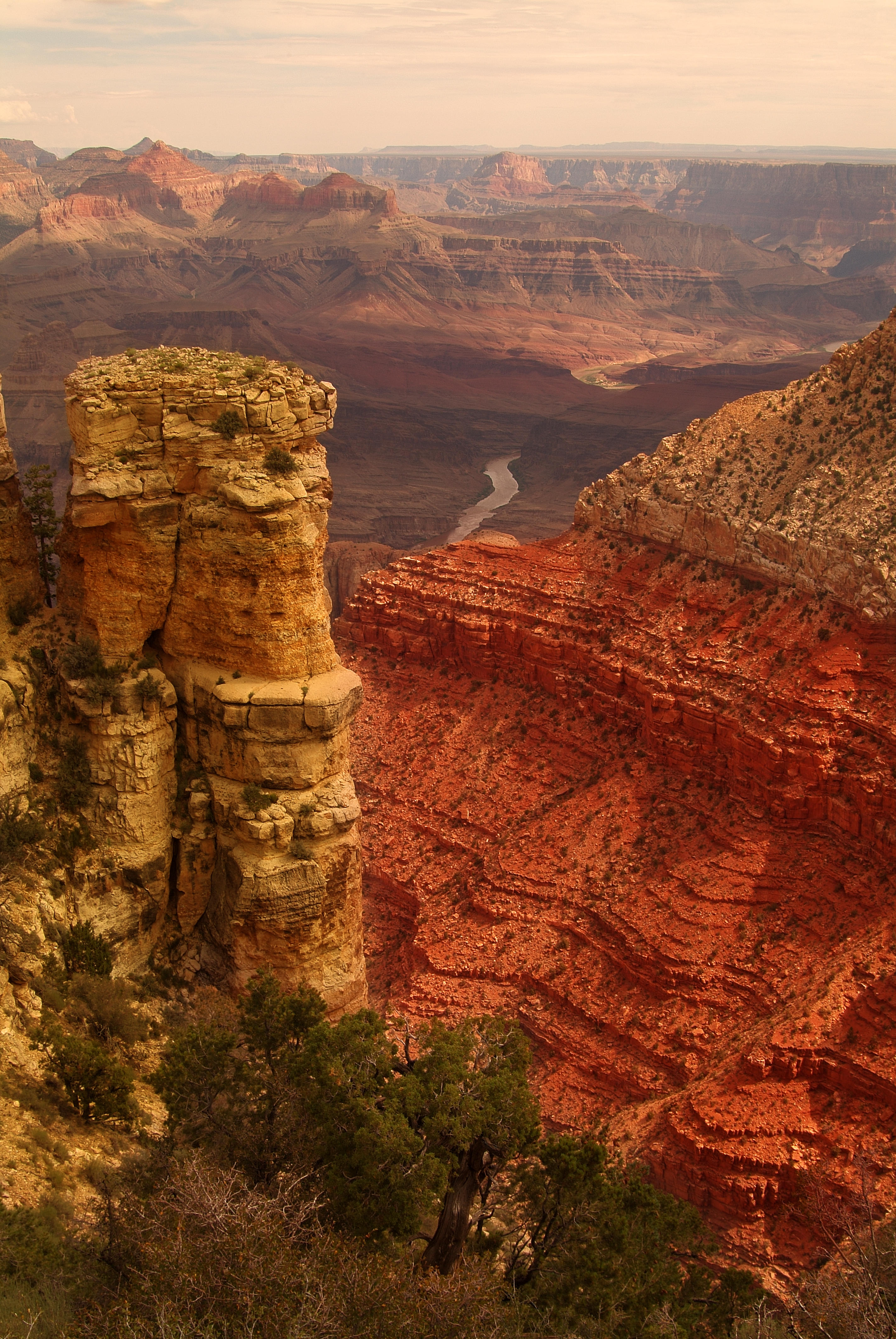 Aerial view of the Grand Canyon as the sun sets.